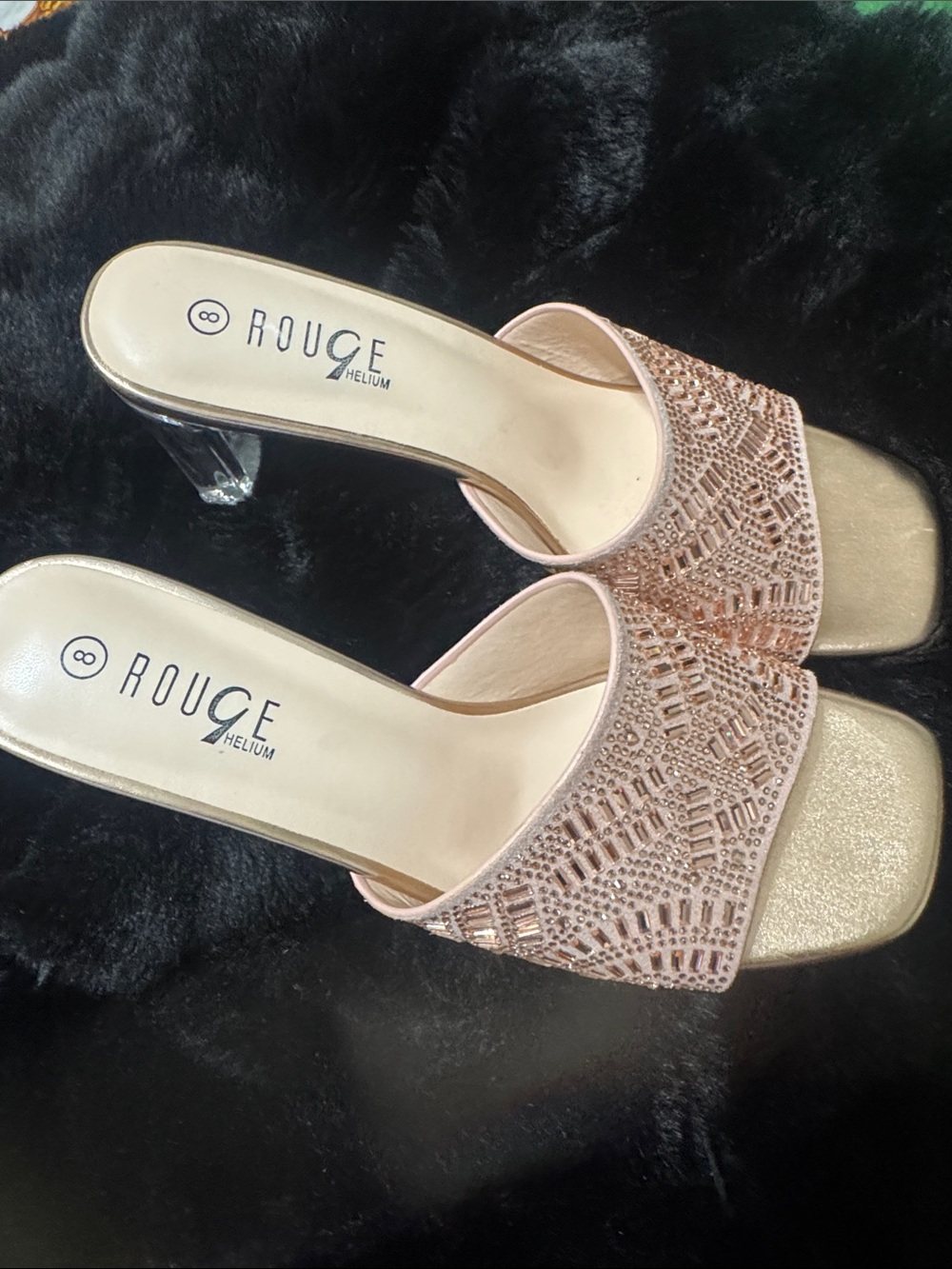 Rouge Helium Rose Gold Beaded Slide Mules